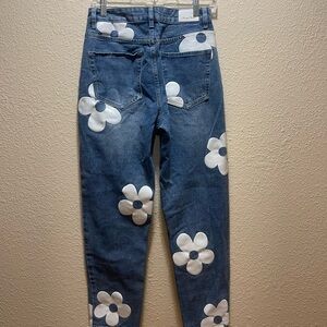 Angel Kiss Blue Jeans with White Floral Design